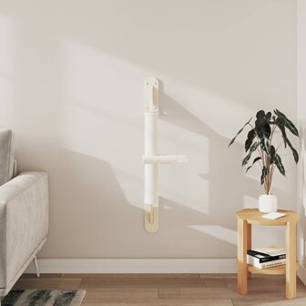 Kattenmeubel wandgemonteerd met krabpaal 85,5 cm cr&egrave;mekleurig