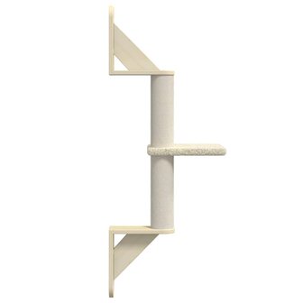 Kattenmeubel wandgemonteerd met krabpaal 85,5 cm cr&egrave;mekleurig