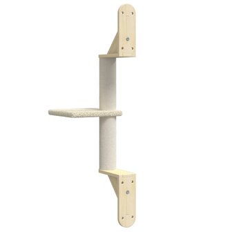 Kattenmeubel wandgemonteerd met krabpaal 85,5 cm cr&egrave;mekleurig