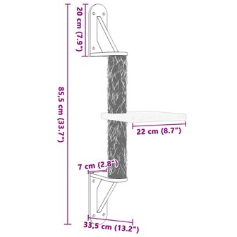 Kattenmeubel wandgemonteerd met krabpaal 85,5 cm cr&egrave;mekleurig