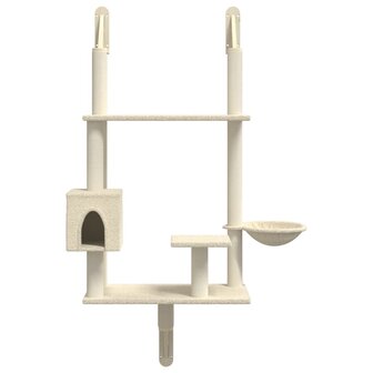 Kattenmeubel wandgemonteerd met krabpaal 153 cm cr&egrave;mekleurig
