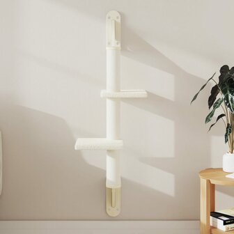 Kattenmeubel Wandgemonteerd Met Krabpaal 108 Cm Kleurig Cr&egrave;me