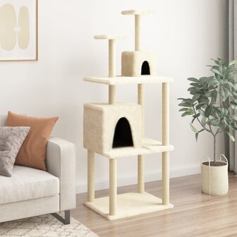 Kattenmeubel met sisal krabpalen 167 cm cr&egrave;mekleurig