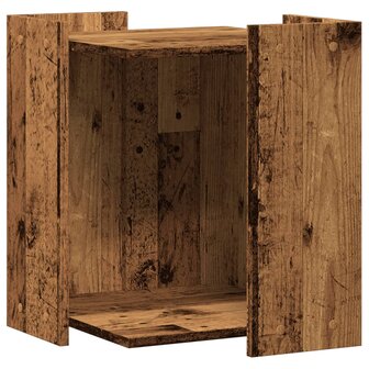 Kattenbakkast 42x42x51 cm bewerkt hout oud houtkleurig
