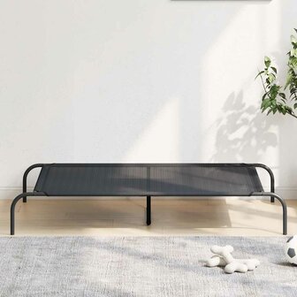 Hondenmand verhoogd 130x80x20 cm textiel en staal zwart