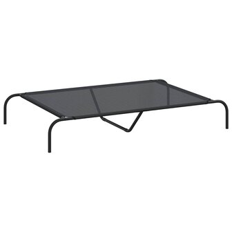 Hondenmand verhoogd 130x80x20 cm textiel en staal zwart