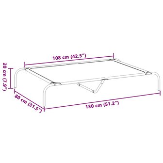 Hondenmand verhoogd 130x80x20 cm textiel en staal zwart