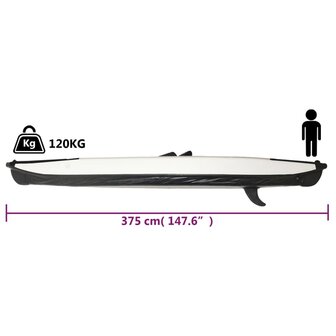 Kajak opblaasbaar 375x72x31 cm polyester zwart