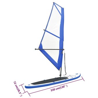 Stand-up paddleboard opblaasbaar met zeilset blauw en wit