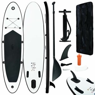 Stand Up Paddleboardset Opblaasbaar En Wit 360 x 81 x 10 cm Zwart