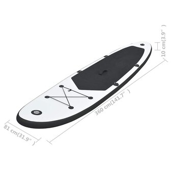 Stand Up Paddleboardset Opblaasbaar En Wit 360 x 81 x 10 cm Zwart