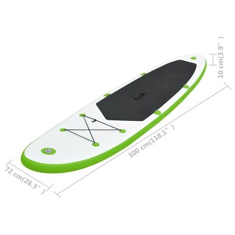 Stand-Up Paddleboard Opblaasbaar En Wit 300 x 72 x 10 cm Groen