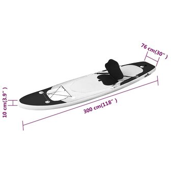 Stand Up Paddleboardset opblaasbaar 300x76x10 cm zwart