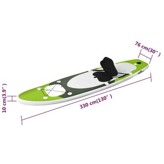 Stand Up Paddleboardset opblaasbaar 330x76x10 cm groen