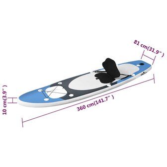 Stand Up Paddleboardset opblaasbaar 360x81x10 cm zeeblauw