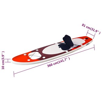 Stand Up Paddleboardset opblaasbaar 360x81x10 cm rood