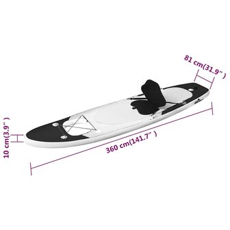 Stand Up Paddleboardset opblaasbaar 360x81x10 cm zwart
