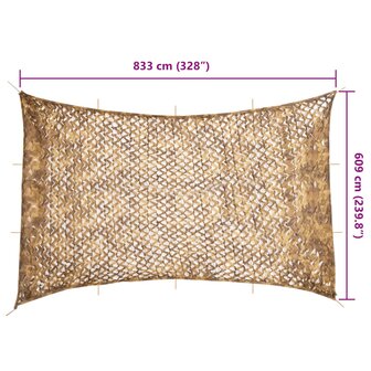 Camouflagenet met opbergzak 833x609 cm zandkleurig