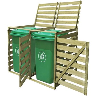 Containerberging dubbel 240 L ge&iuml;mpregneerd hout