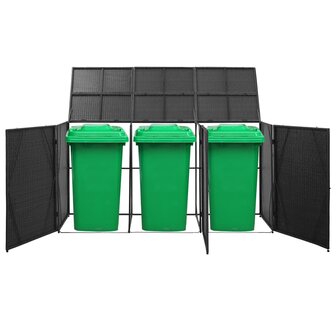 Containerberging Driedubbel 229X78X120 Cm Poly Rattan Zwart