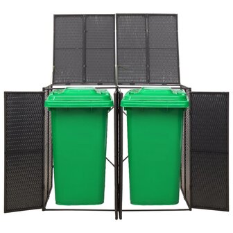 Containerberging dubbel 140x80x117 cm poly rattan zwart