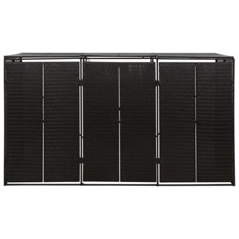 Containerberging driedubbel 207x80x117 cm poly rattan zwart