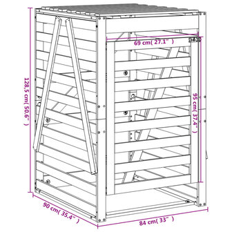 Containerberging 84x90x128,5 cm massief grenenhout wit