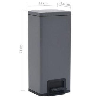 Pedaalemmer met anti-vingerafdruk 30 L RVS grijs