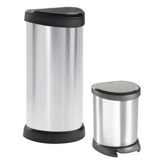 Pedaalemmer Deco ovaal 40 L zilverkleurig