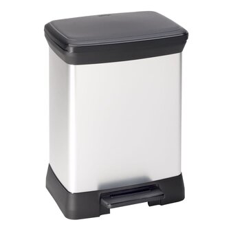 Pedaalemmer Deco rechthoekig 30 L zilverkleurig