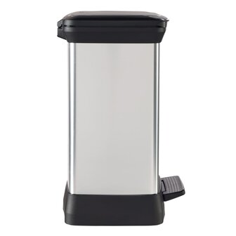 Pedaalemmer Deco rechthoekig 30 L zilverkleurig