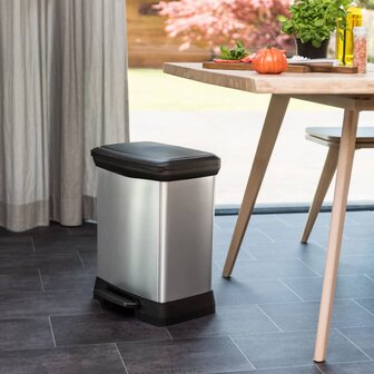 Pedaalemmer Deco rechthoekig 30 L zilverkleurig