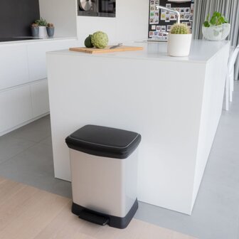 Pedaalemmer Deco rechthoekig 30 L zilverkleurig