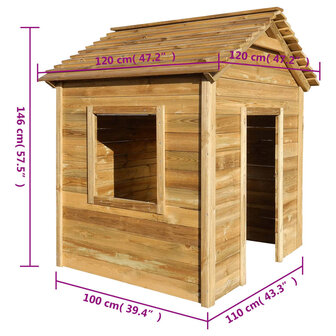 Buitenspeelhuis 120x120x146 cm grenenhout