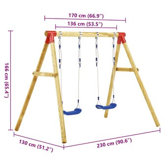Schommelset 230x130x166 cm grenenhout