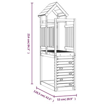 Speeltoren met rotswand 53x110,5x214 cm massief douglashout