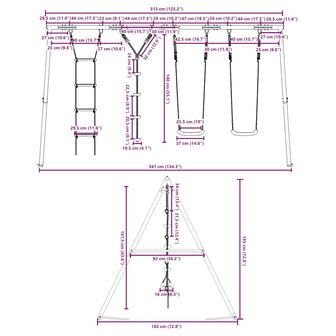 Schommelset met schommels, ladder en klimtouw met schijven
