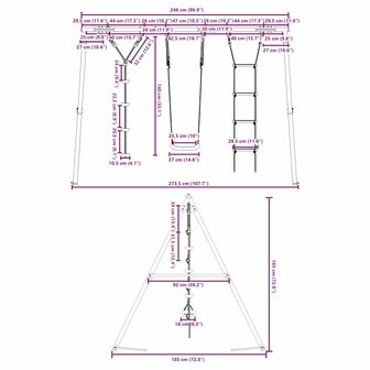 Schommelset met schommel, ladder en klimtouw met schijven