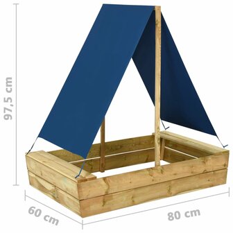 Zandbak met dak 80x60x97,5 cm ge&iuml;mpregneerd grenenhout