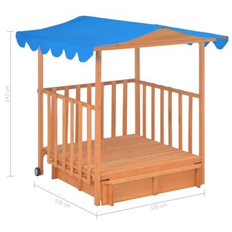 Kinderspeelhuis met zandbak UV50 vurenhout blauw