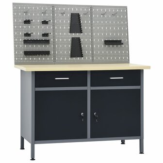 Werkbank met 3 wandpanelen