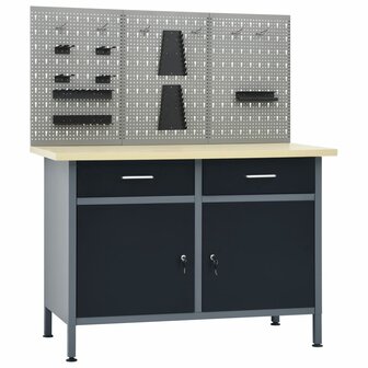 Werkbank met 3 wandpanelen