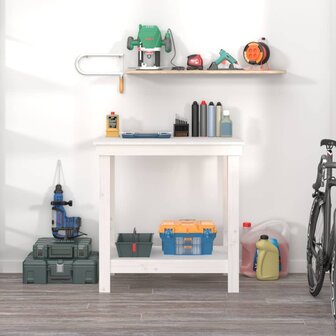 Werkbank 80x50x80 cm massief grenenhout wit