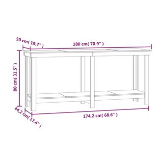 Werkbank 180x50x80 cm massief grenenhout wit