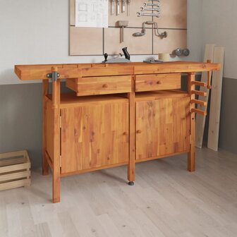 Werkbank met lades en bankschroeven 162x62x83 cm acaciahout