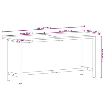 Werkbank 180x55x81,5 cm massief beukenhout en metaal