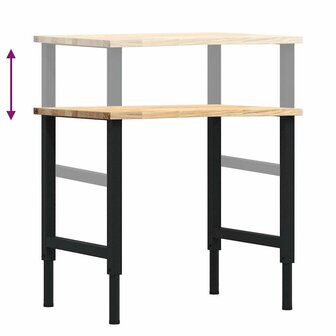 Werkbank 80x60x(71,5-98) cm massief eikenhout