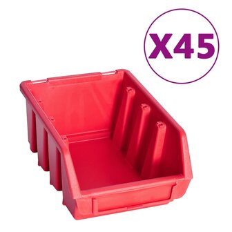 96-delige Opslagbakkenset met wandpanelen rood en zwart