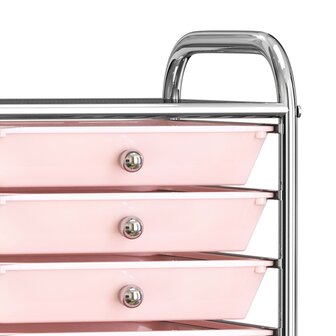 Opbergtrolley met 10 lades mobiel kunststof ombre roze
