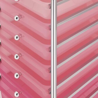 Opbergtrolley met 10 lades mobiel kunststof ombre roze